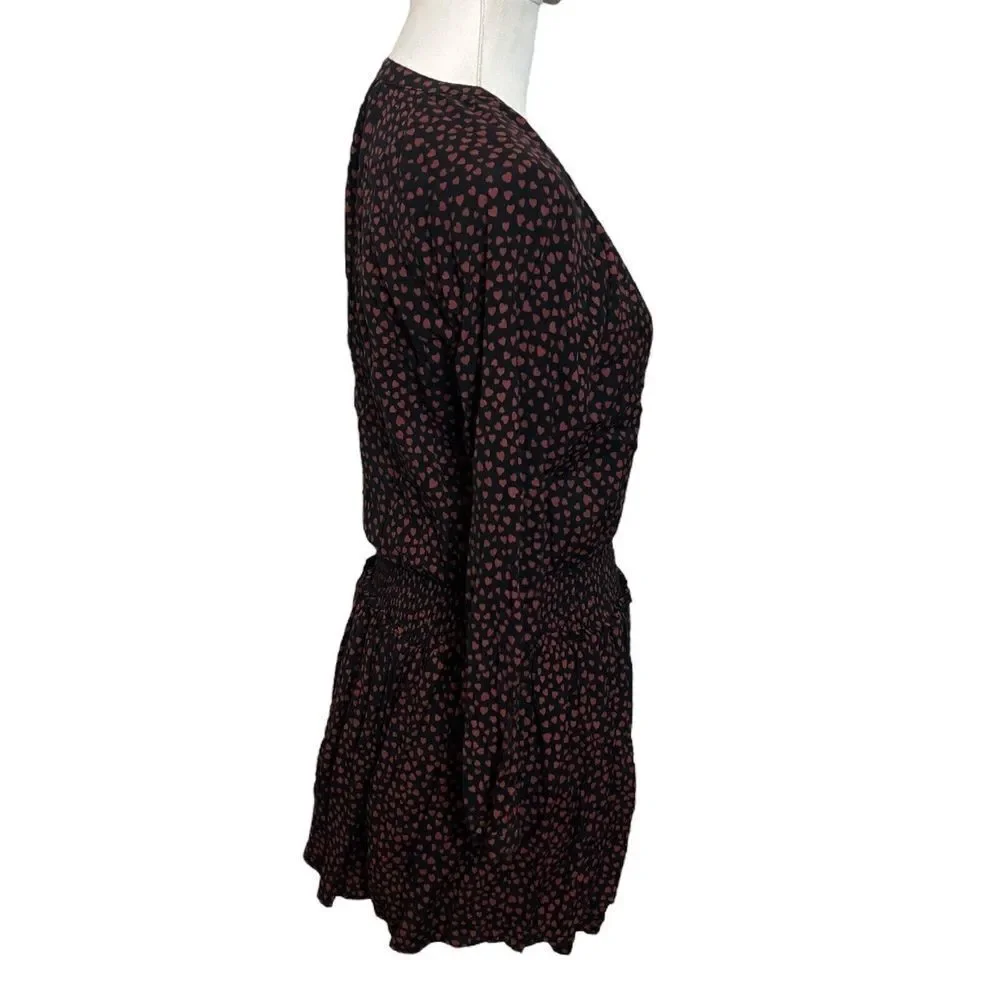 RAILS Jasmine Mini Dress Women's Size Small Olive Speckled Smocked Waist Split N